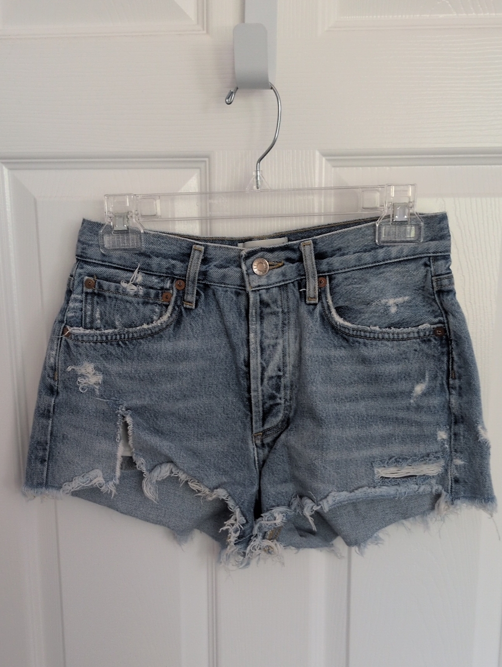 Agolde Parker High Rise Distressed Cut Off Jean Shorts - 25